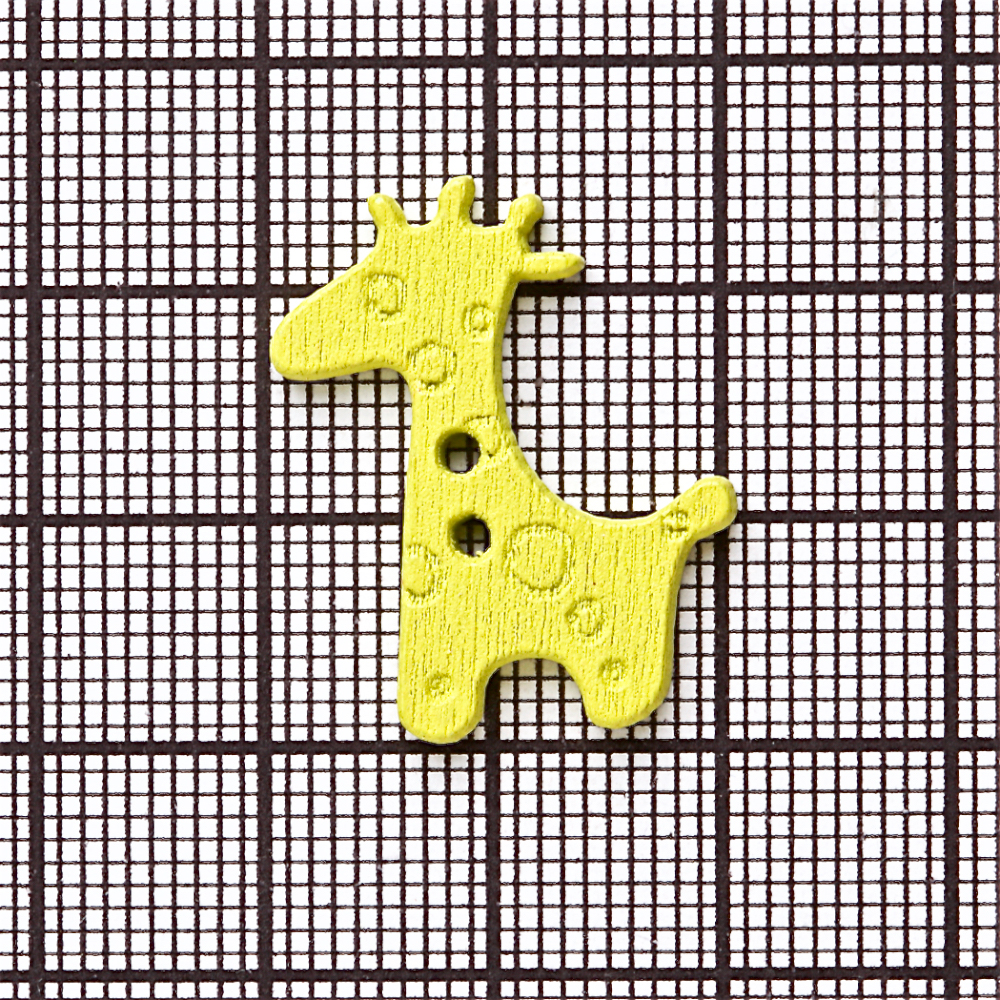 Гудзик дерев'яний Жираф жовтий 25х20 мм