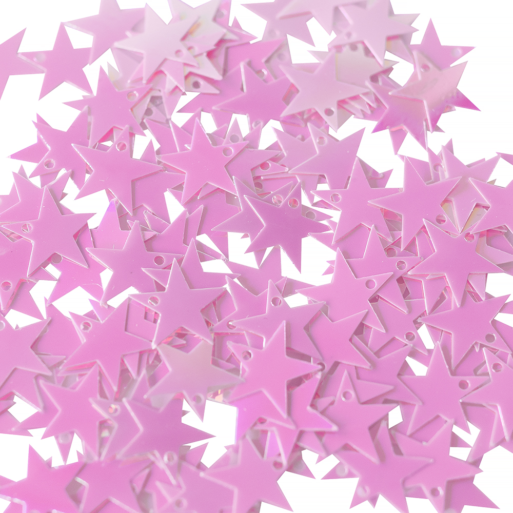 Паєтки 16 мм зірка рожеві райдужні 5 гр