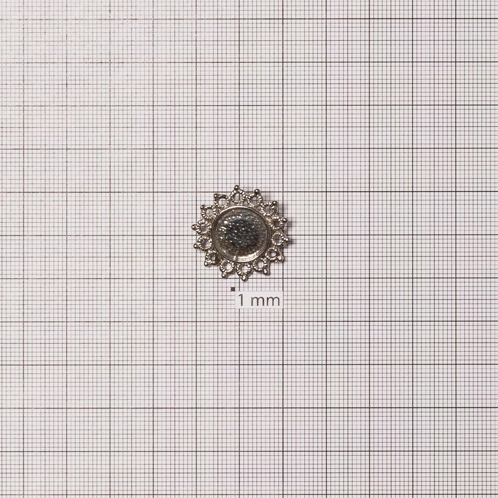 Основа для броши круглая клеевая ажурная, мельхиор, 22 мм