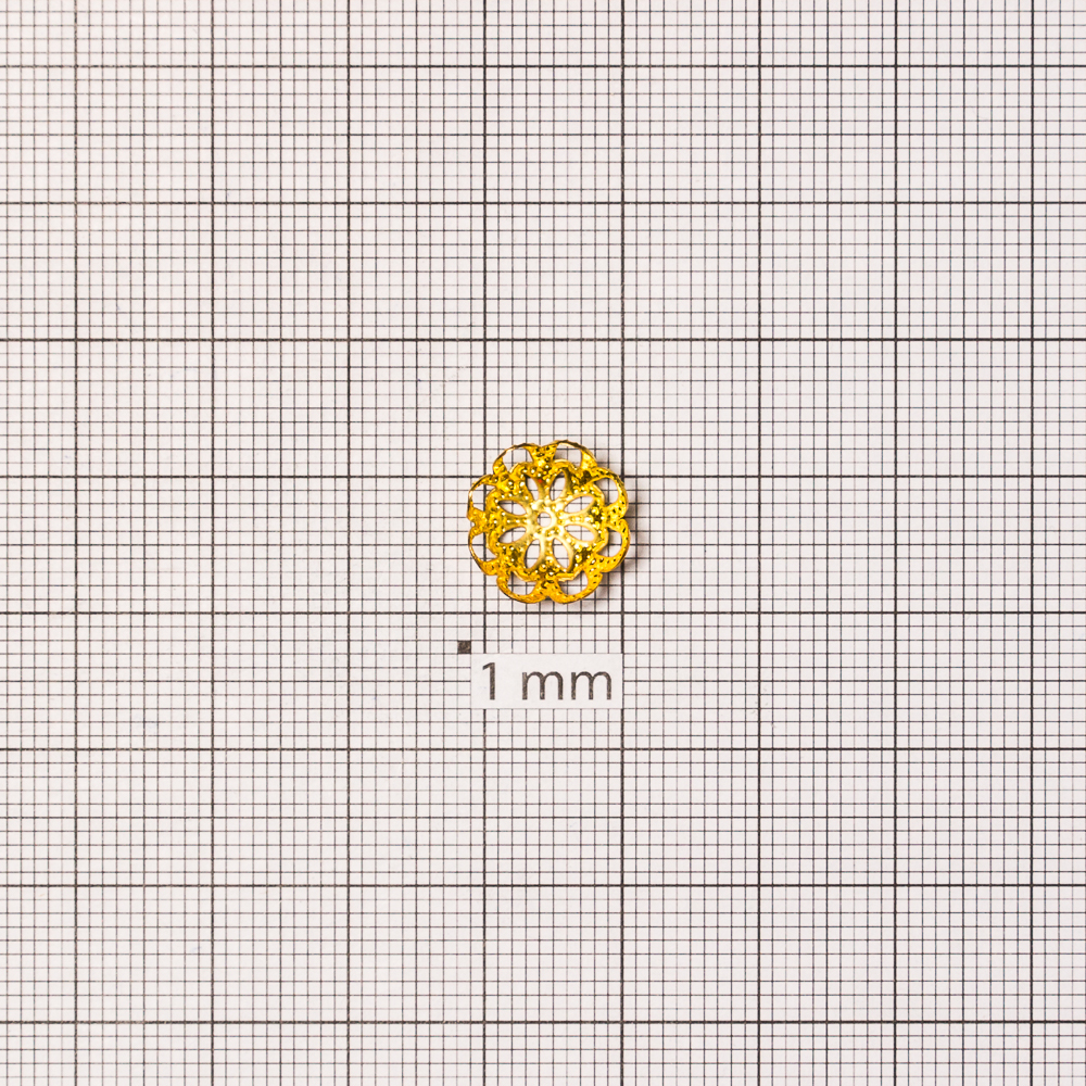 Обнімач напівсфера 5х12 мм 8-пелюстковий золотистий