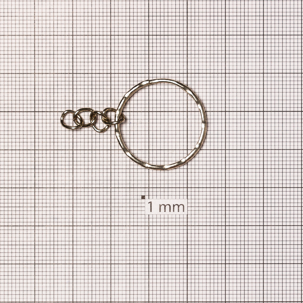 Кільце для брелка кругле подвійне з ланцюжком 25 мм мельхіорових