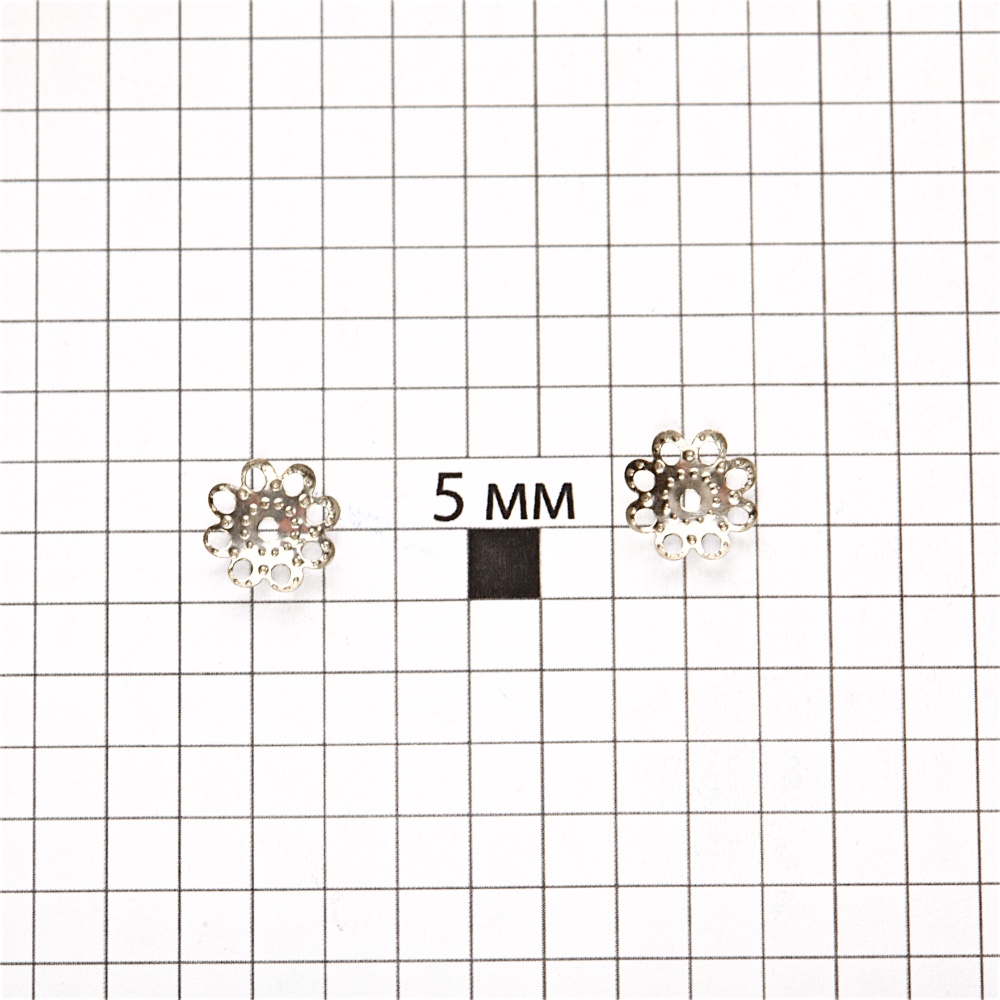 Обниматель полусфера 2х8 мм 8-лепестковый мельхиоровый