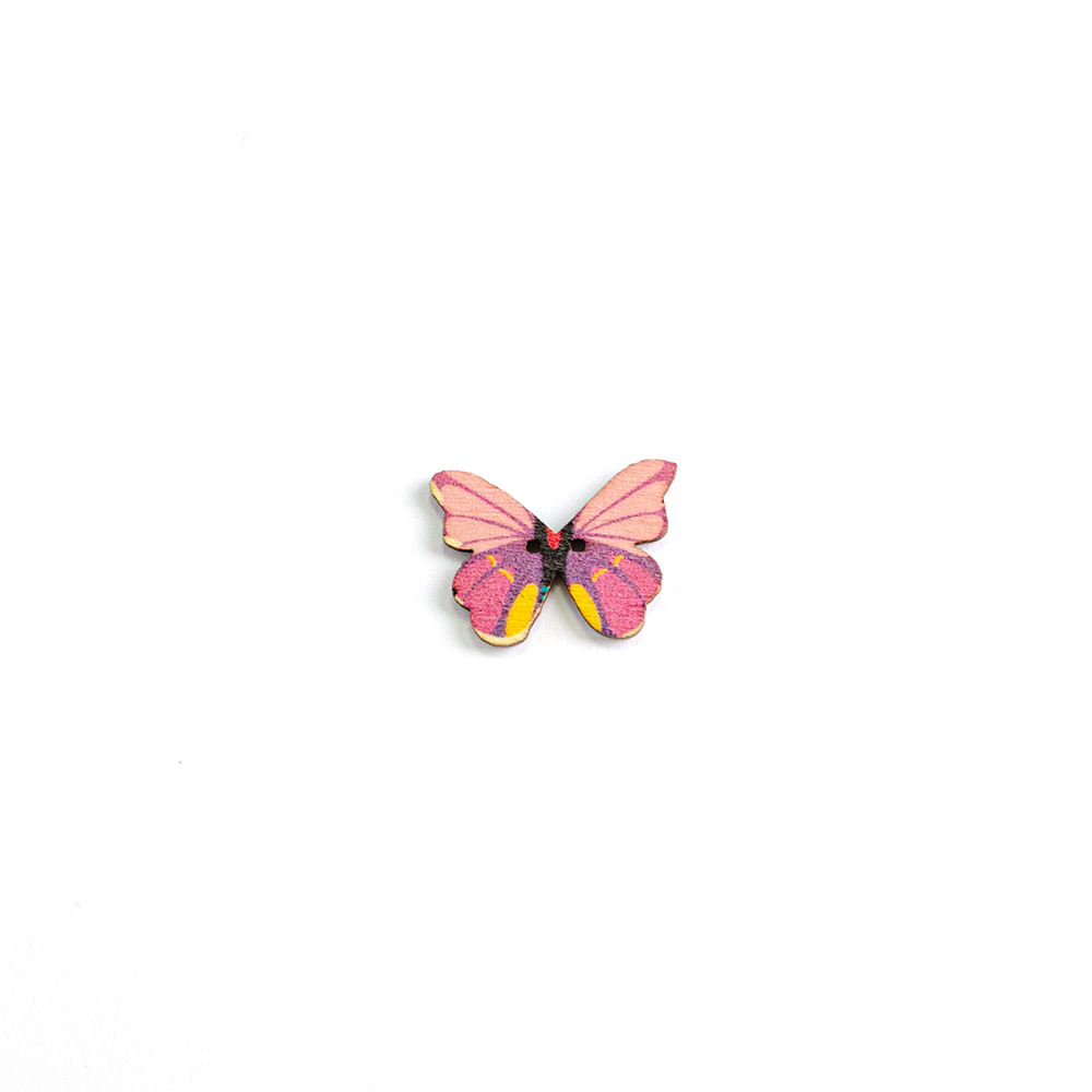 Пуговица деревянная Бабочка разноцветная