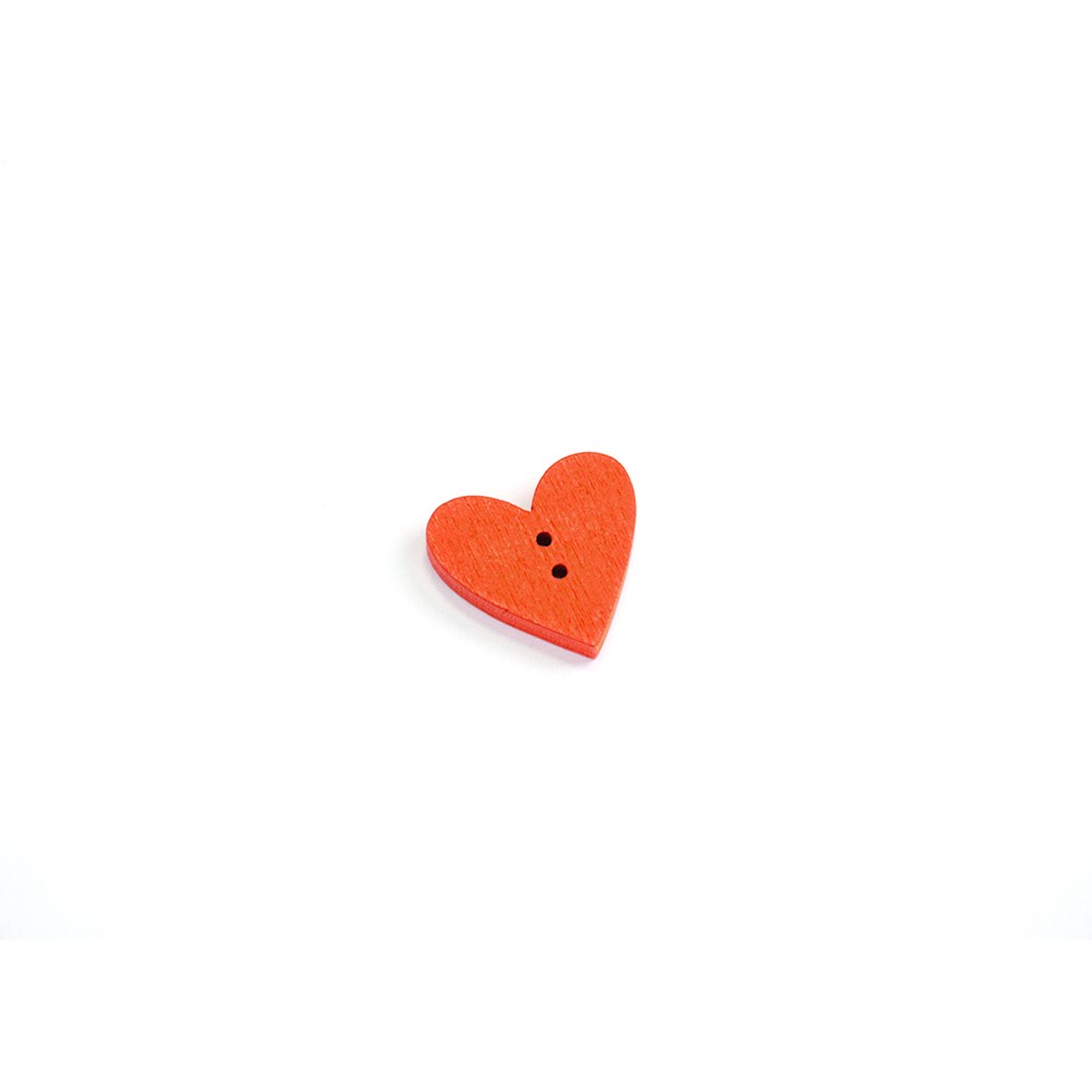Пуговица деревянная светло-красная Сердце 18х18 мм