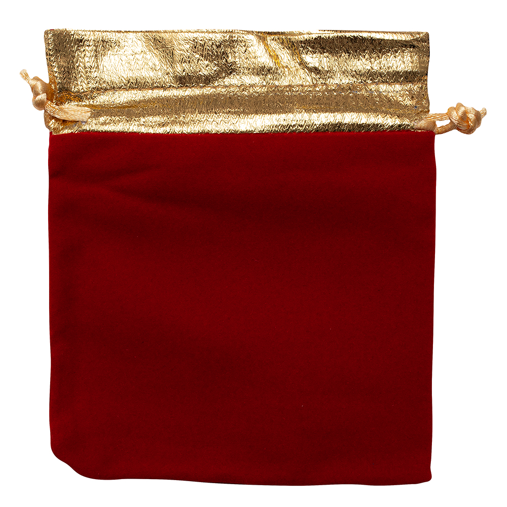 Мешочек бархатный 15х12 см красно-золотой