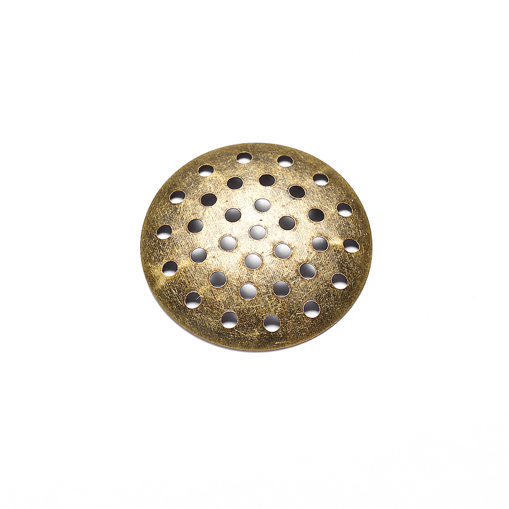 Круглая решётчатая основа для броши, бронза, 20 мм