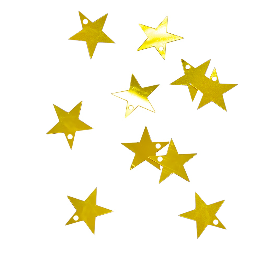 Пайетки 16 мм звезда золотистые радужные 5 гр