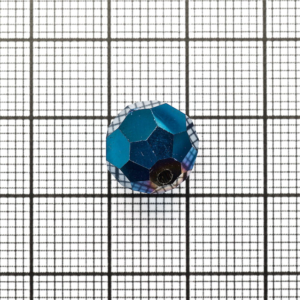 Хрустальная бусина круглая 12 мм синяя бензольная