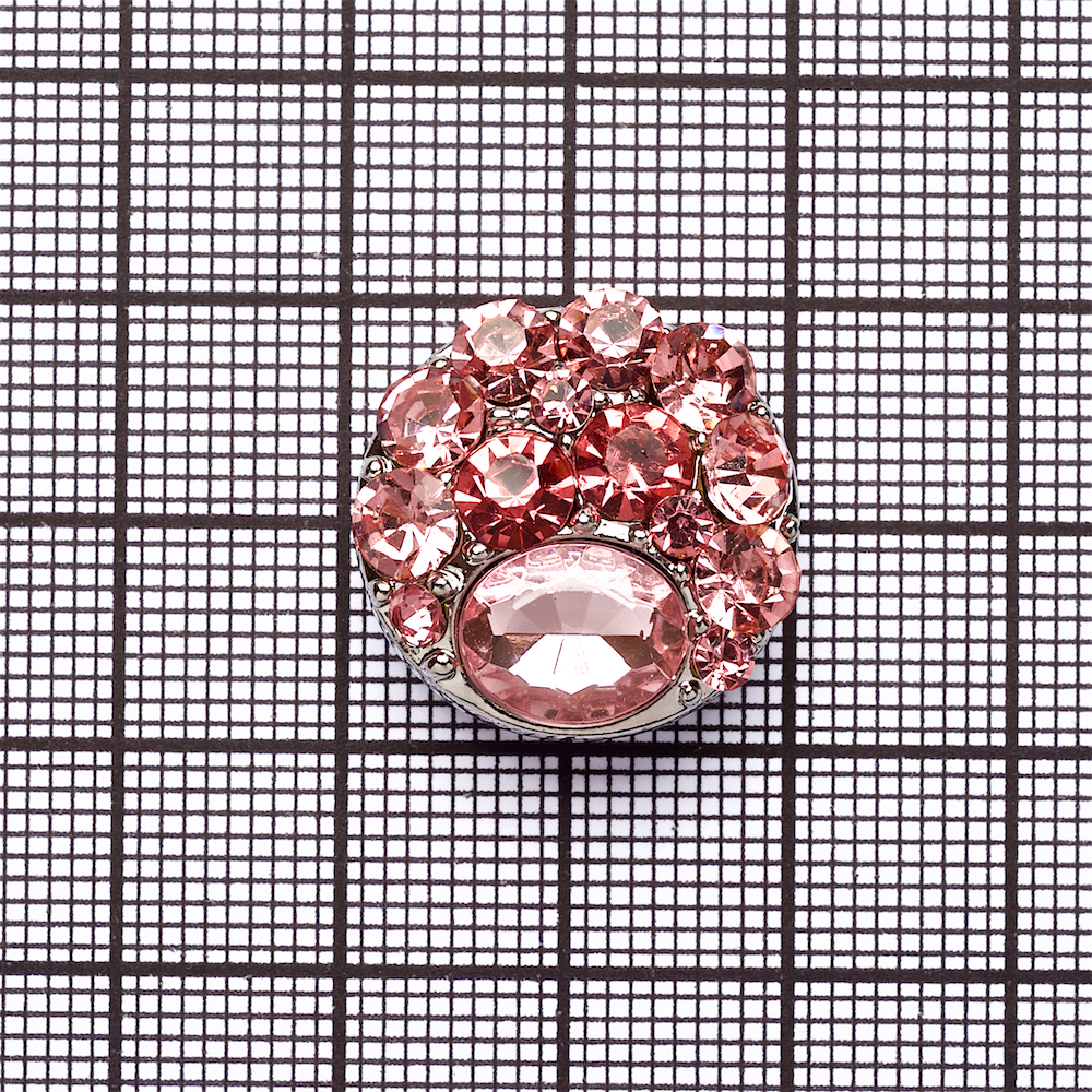 Бусина кнопка SNAP с розовыми камнями