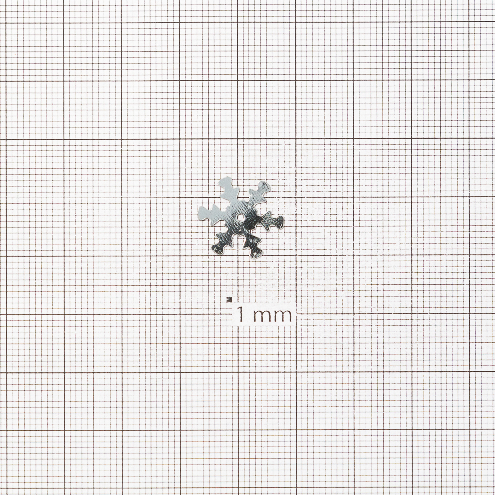 Пайетки снежинка, серебристый, 15 мм