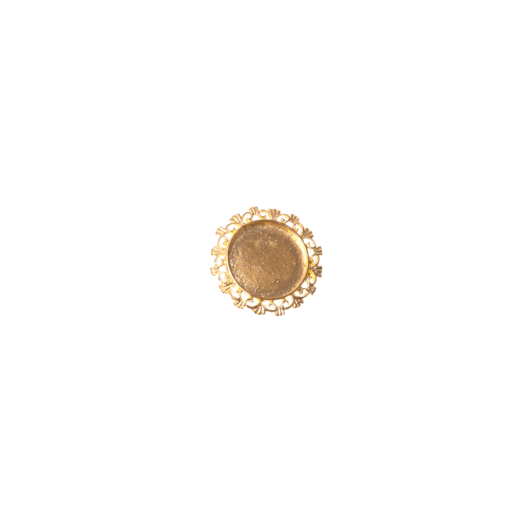 Основа для броши круглая клеевая ажурная, золото, 28 мм