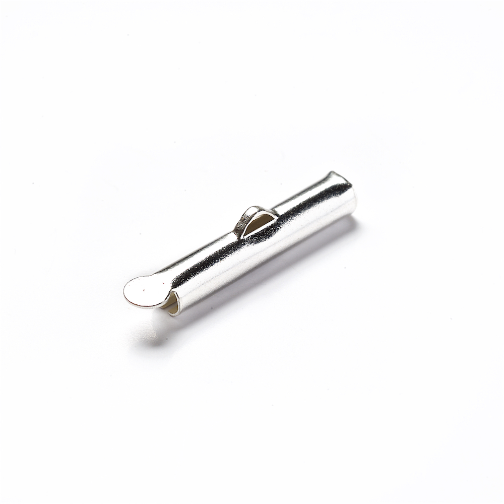 Затискач-слайдер 20 мм для прикрас верстатного плетіння сріблястий