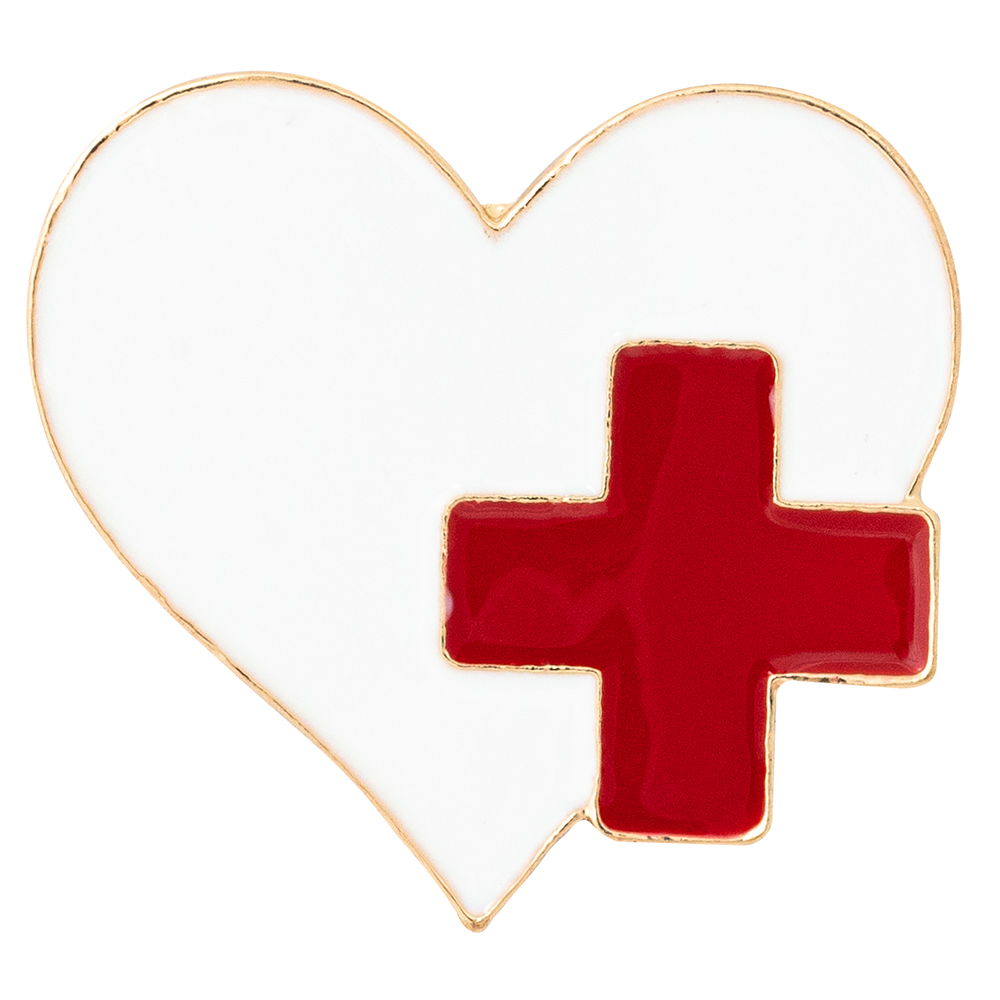 Брошь Сердце с красным крестом