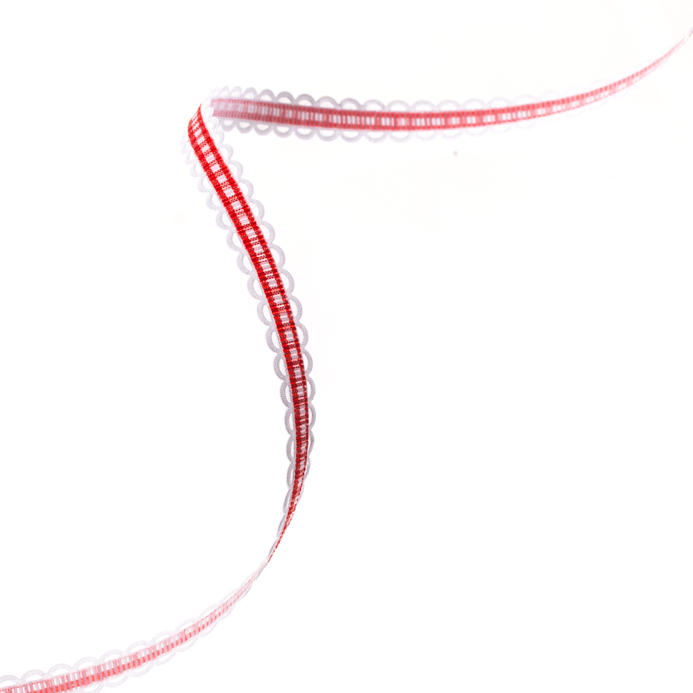 Стрічка поліестрова 10 мм картата червона 1 метр
