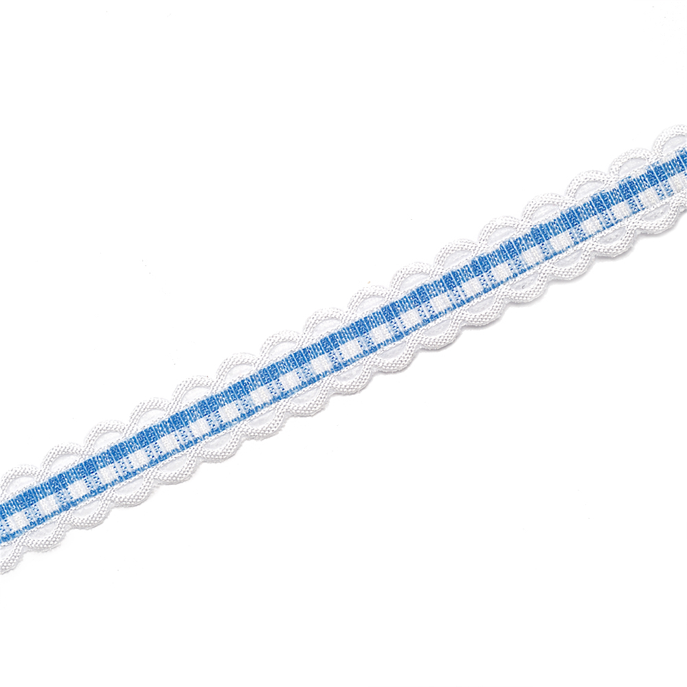 Лента полиэстеровая 10 мм клетчатая голубая 1 метр