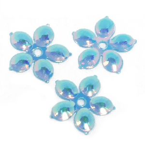 Пайетки 10 мм цветы голубые радужные 5 гр