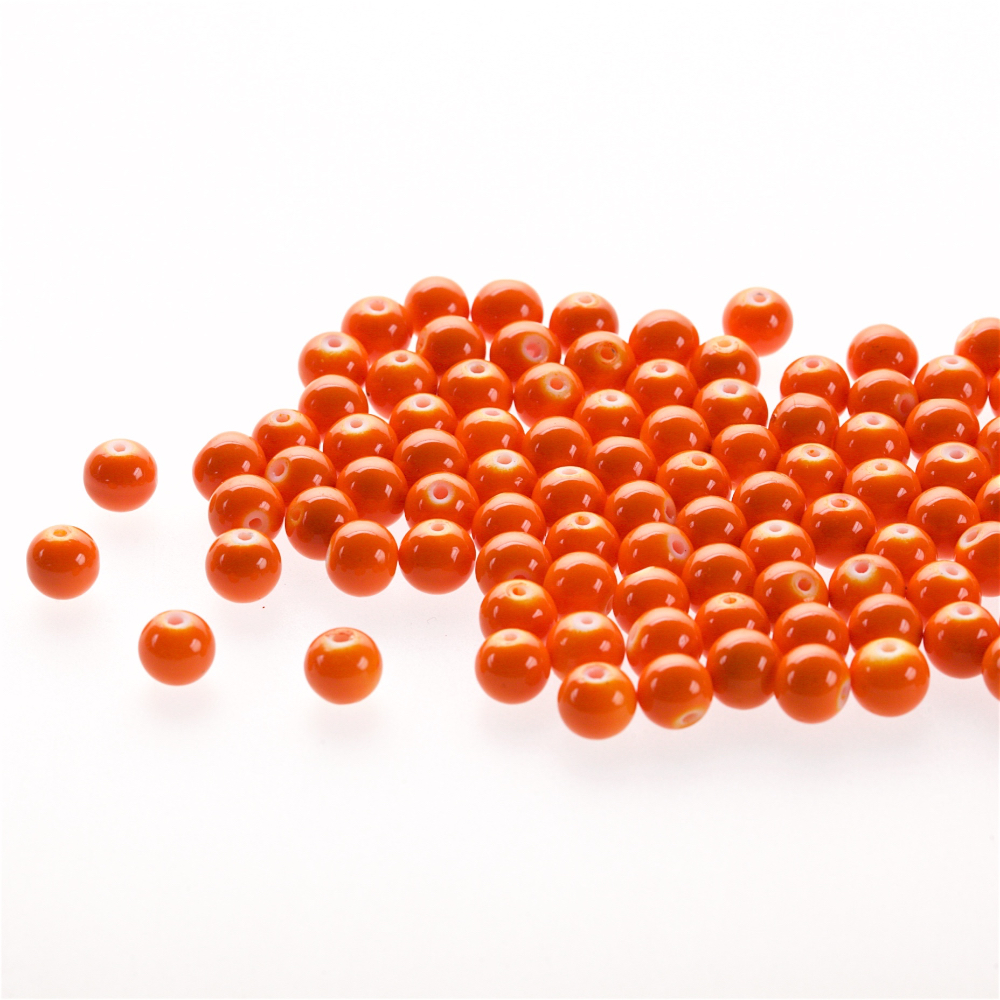 Бусина стеклянная 8 мм оранжевая