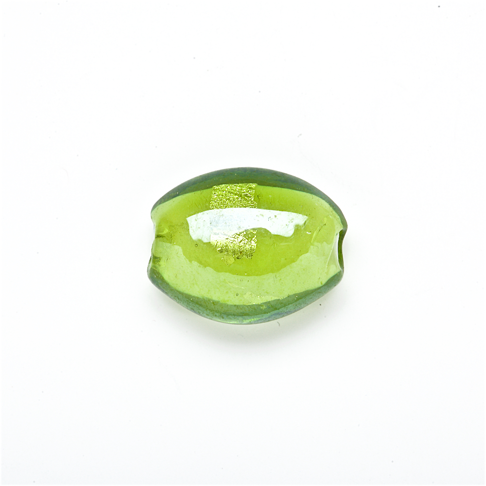 Скляна намистина з фольгованним покриттям, зелена, 20 мм