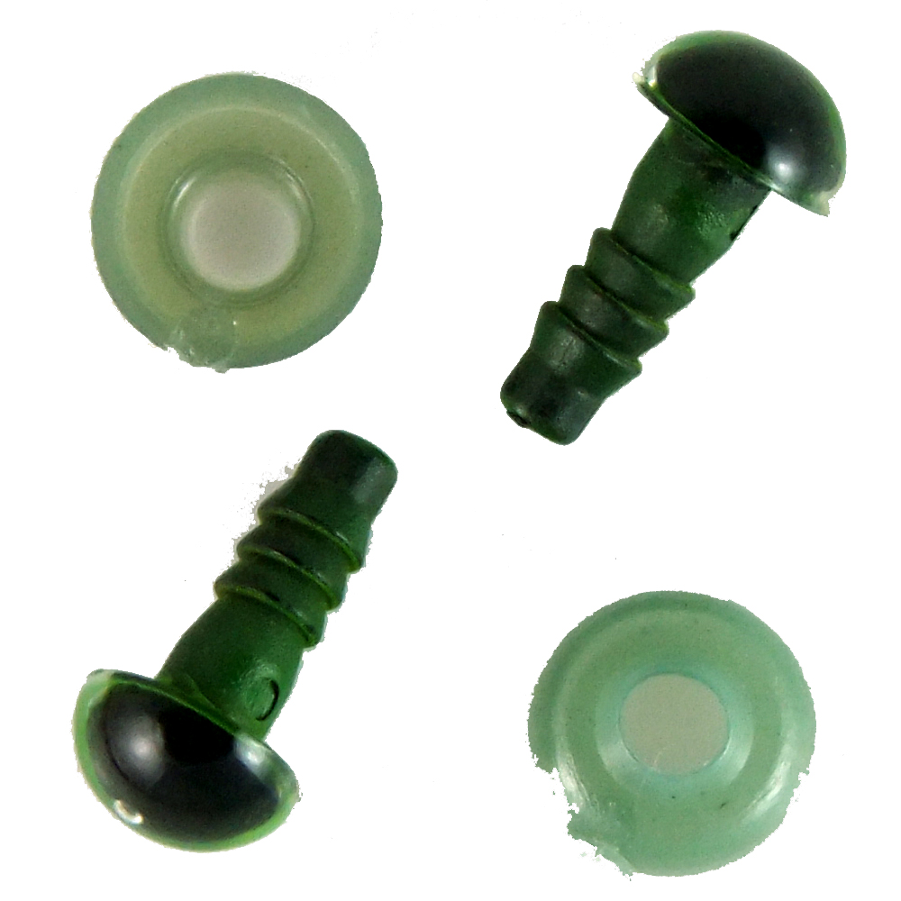 Пластиковые глазки 8 мм зеленые круглые (уп.2 шт.)
