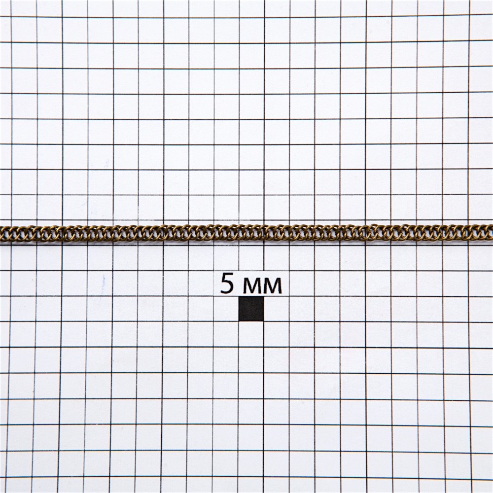 Ланцюг бронзового кольору дрібний панцирний подвійний 3х4х0,6 мм