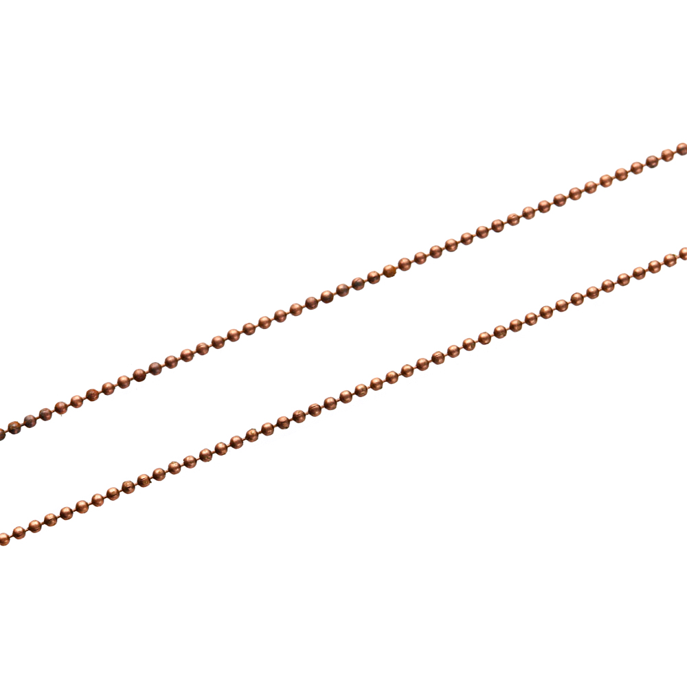 Ланцюг з цільними ланками, мідний. Калібр 1,5 мм, ширина ланки 1,5 мм, довжина ланки 1,5 мм