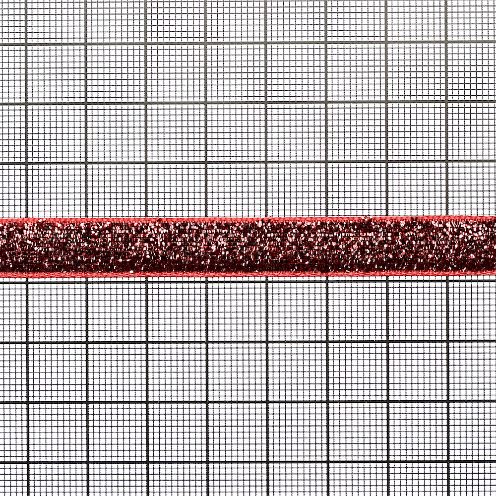 Лента бархатная 10 мм красная с люрексом 1 метр