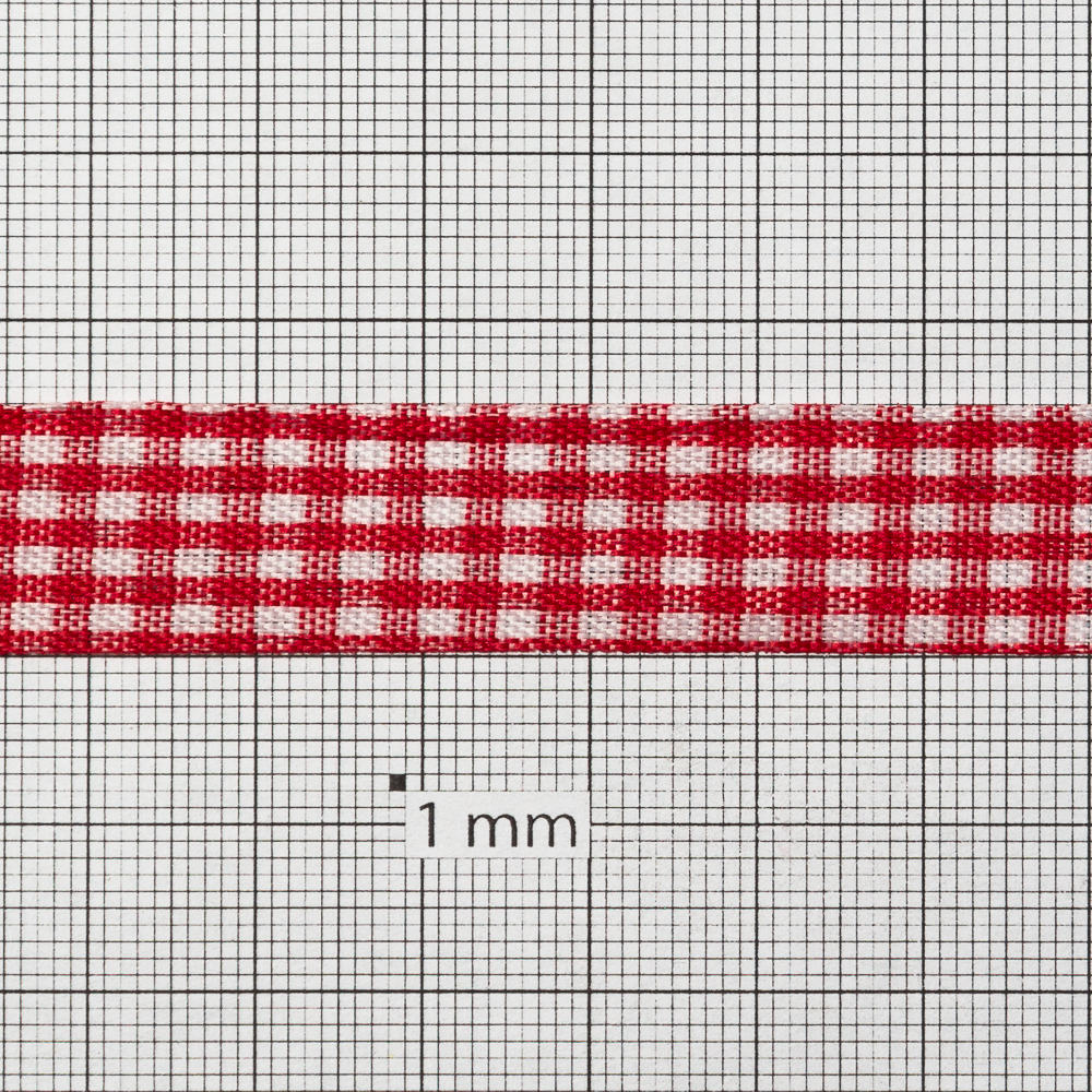Лента репсовая 15 мм красная в клеточку 1 метр