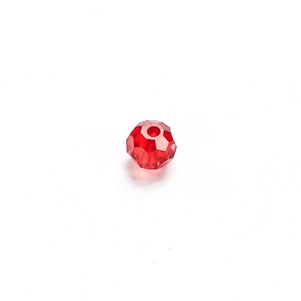 Хрустальная бусина круглая 4 мм красная прозрачная