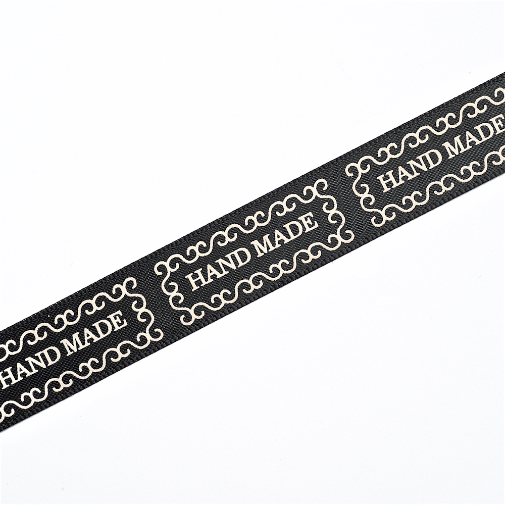 Лента атласная 15 мм Handmade черная 1 метр
