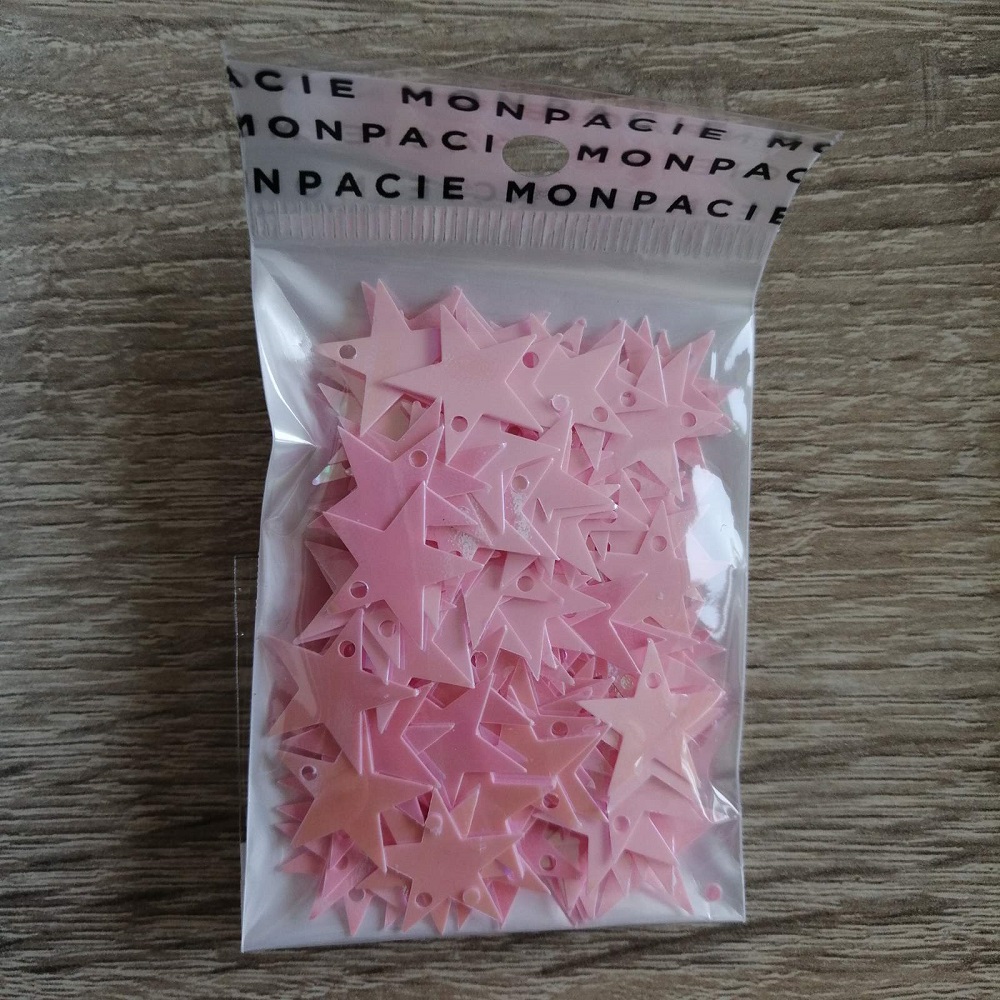Пайетки 16 мм звезда розовые 5 гр