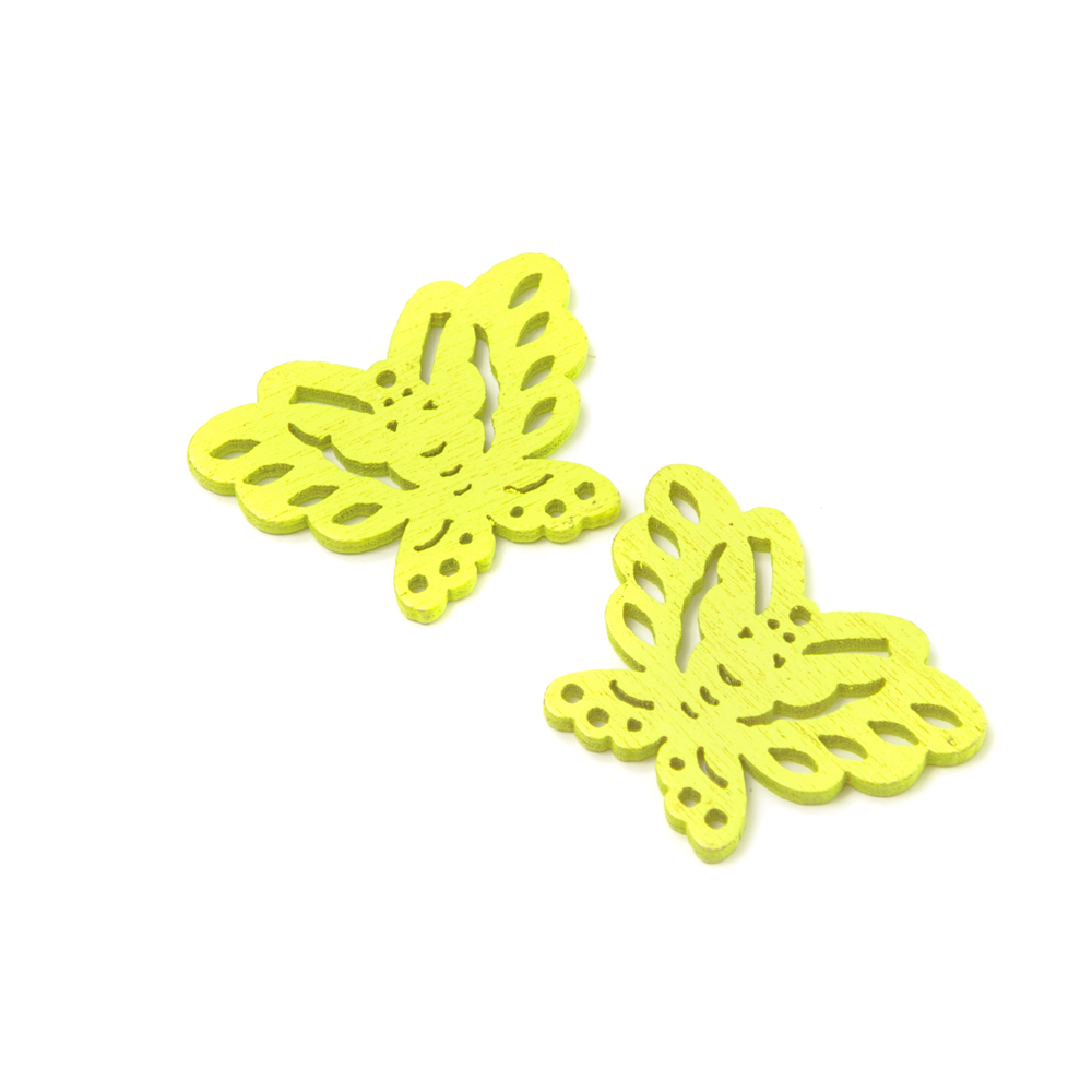 Підвіска дерев'яна Метелик неоново-жовтий Розмір 20х27 мм