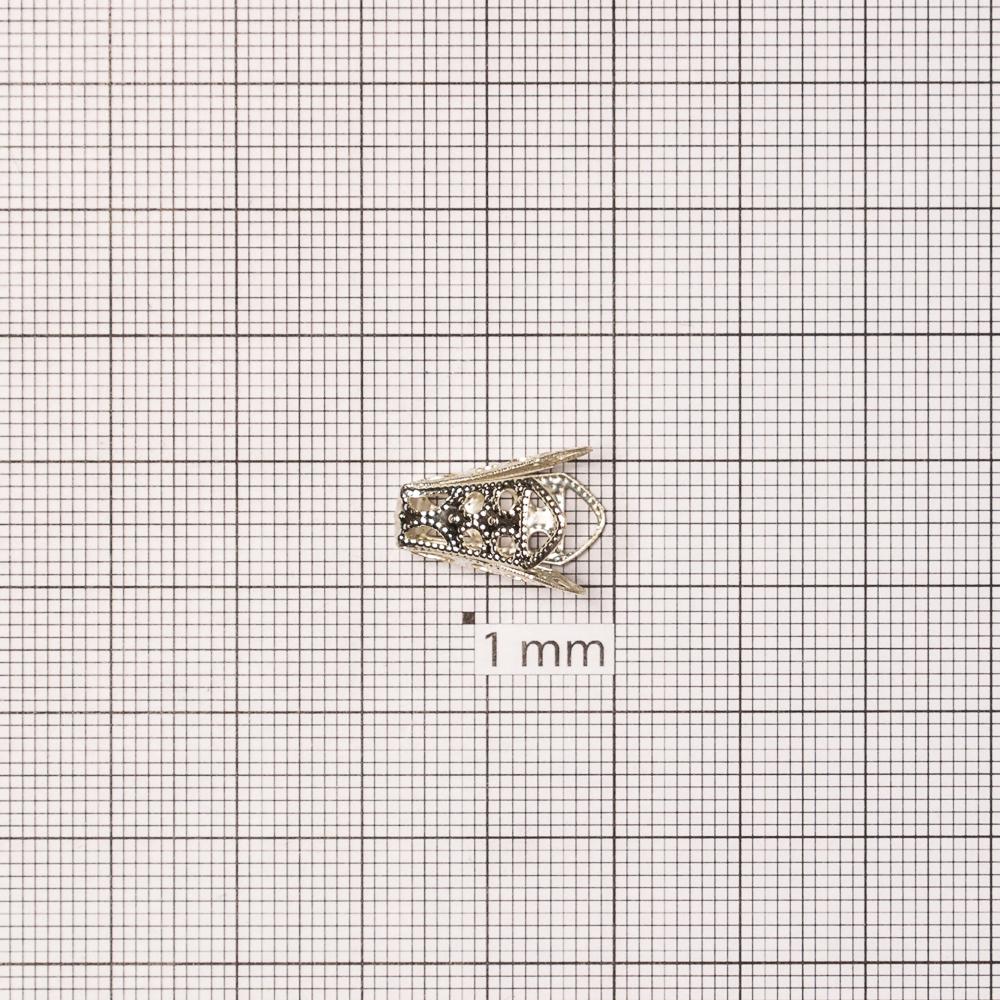Конус ажурний конічний 16х12 мм 4-пелюстковий сріблястий