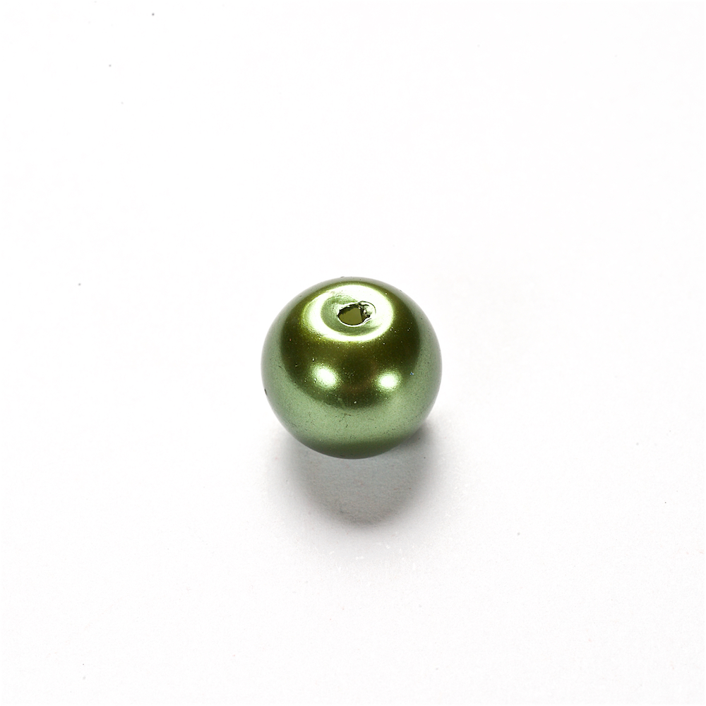 Перли скляні 10 мм темно-зелені