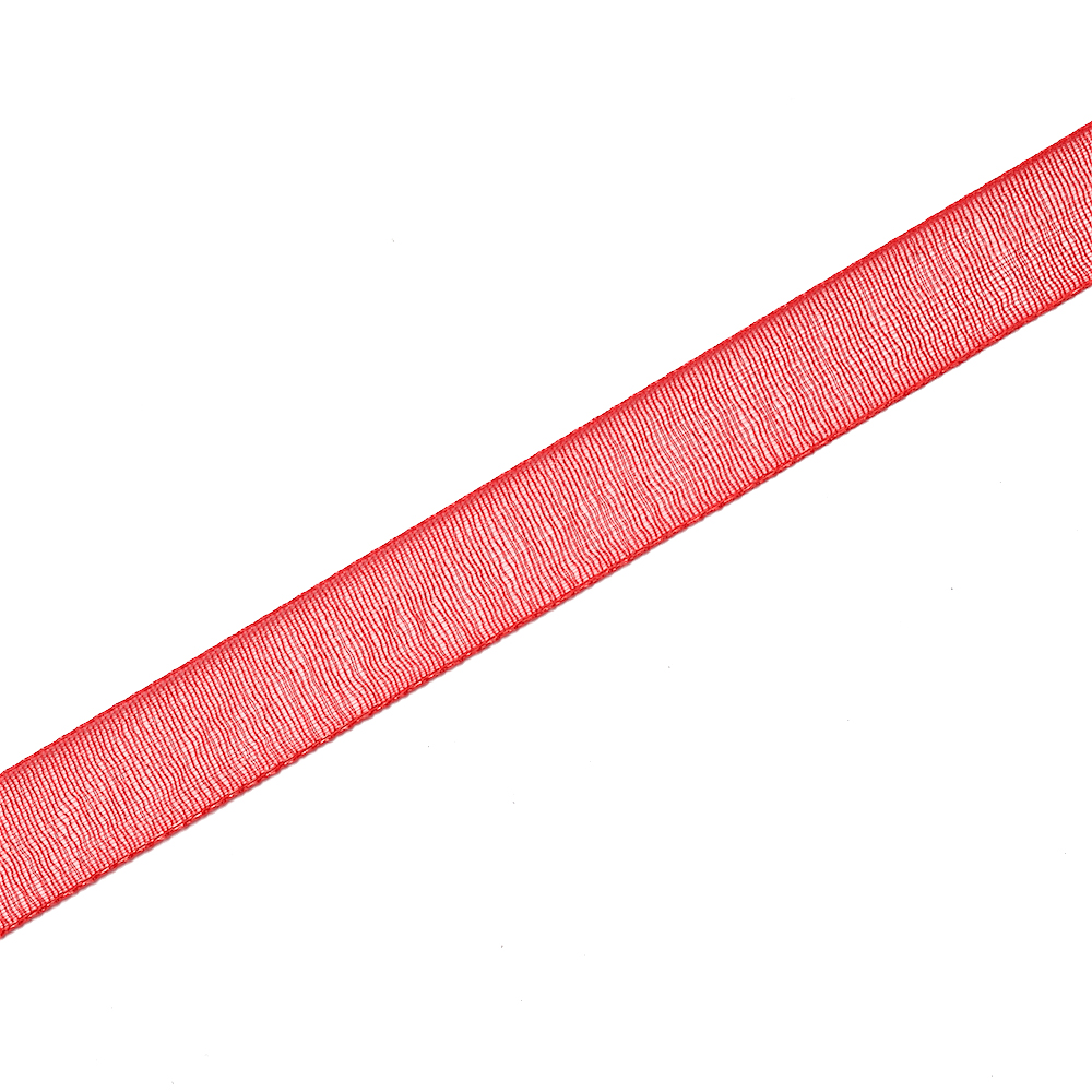 Стрічка з органзи 10 мм червона 1 метр