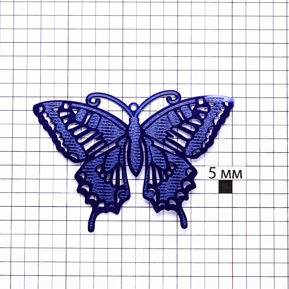 Кулон металлический синяя бабочка