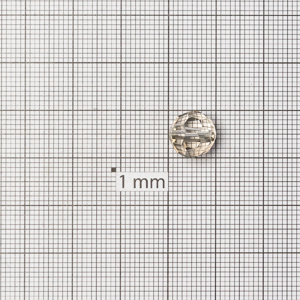 Хрустальная бусина круглая 10 мм серая прозрачная
