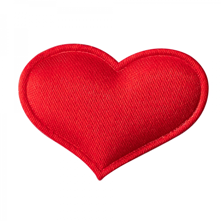 Текстильный дутый элемент Сердце красное (уп10шт)