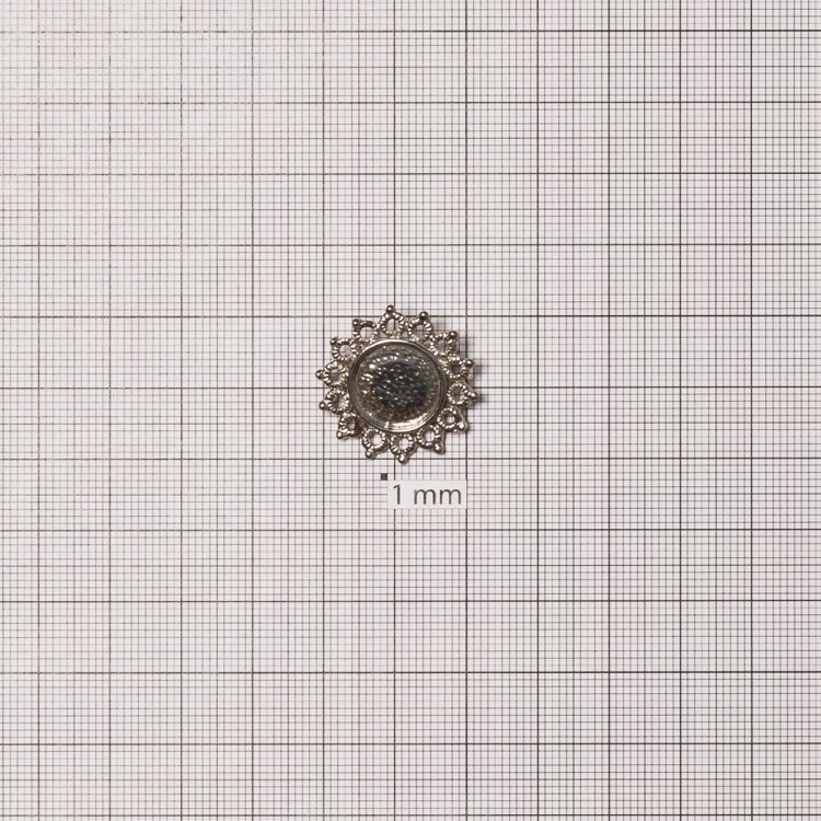 Основа для брошки кругла клейова ажурна, мельхіор, 22 мм