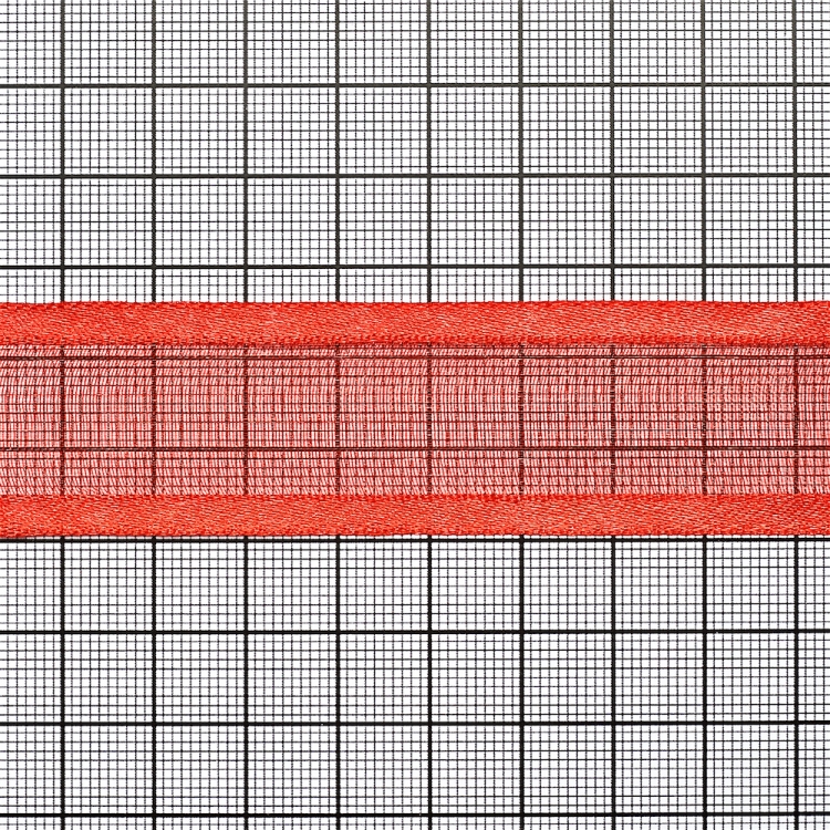 Стрічка з органзи з атласними краями 25 мм червона