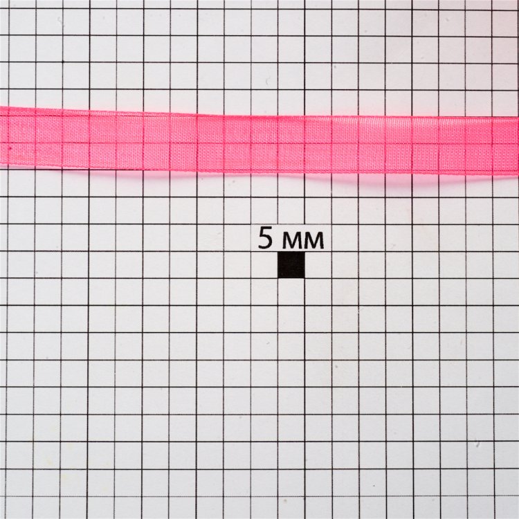 Стрічка з органзи 10 мм темно-рожева