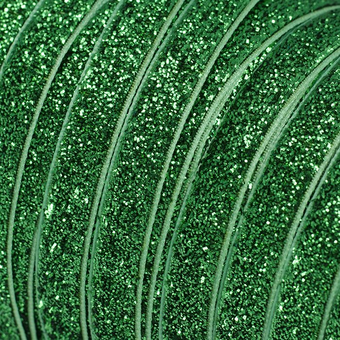 Стрічка оксамитова 10 мм зелена з люрексом