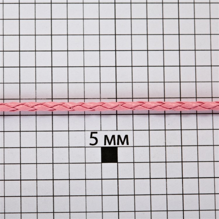 Шнур-косичка розовый кожзаменитель 3 мм