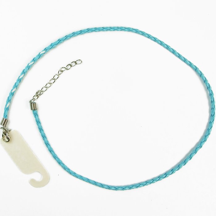 Плетёный шнур для кулона голубой кожзам 3 мм