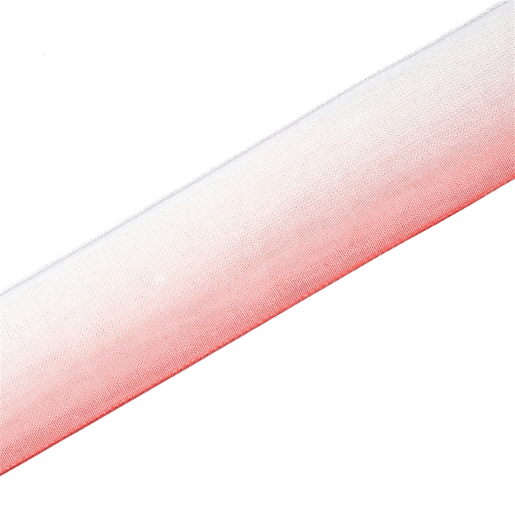 Стрічка з органзи 25 мм біла з червоним