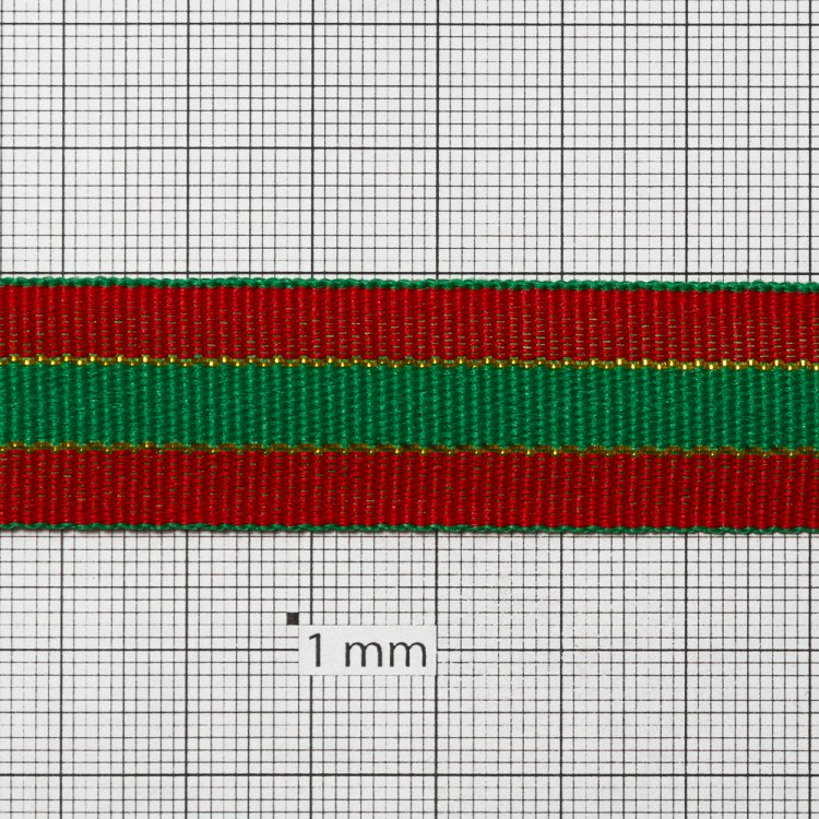 Лента полиэстеровая с узором 2 см красный зеленый