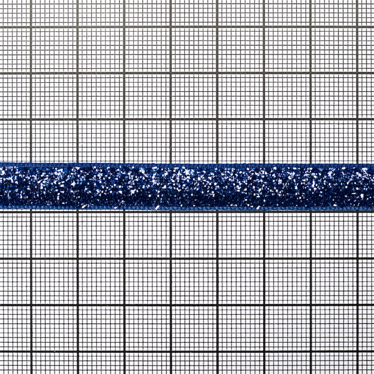 Стрічка оксамитова 10 мм синя з люрексом