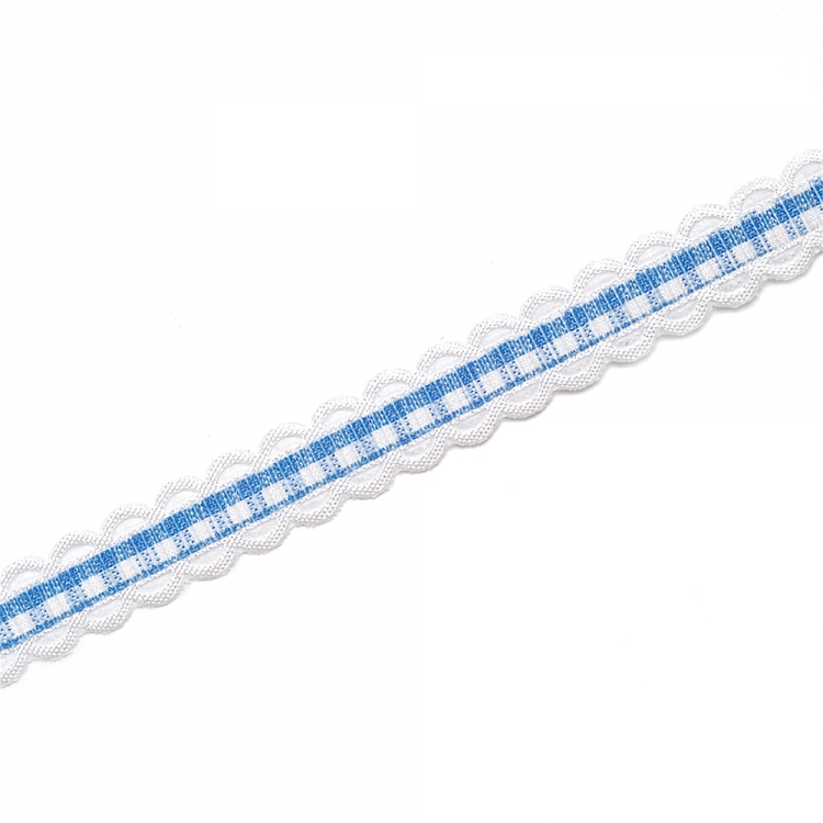 Лента полиэстеровая 10 мм клетчатая голубая