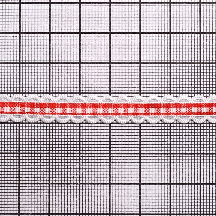 Лента полиэстеровая 10 мм клетчатая красная