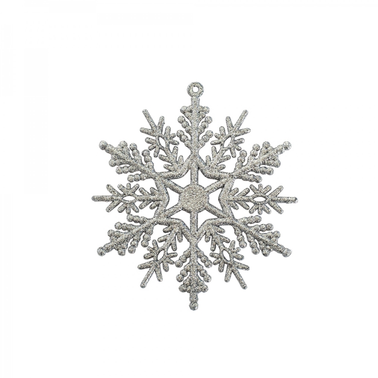 Декоративный элемент 75 мм Снежинка серебристая