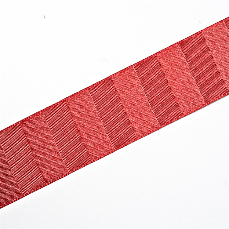 Стрічка атласна 25 мм смугаста червона